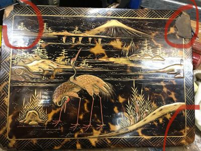 Restauración caja de laca, oro y carey